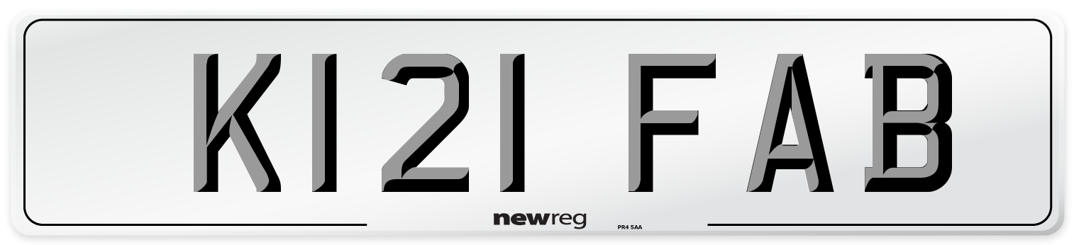 K121 FAB Number Plate from New Reg